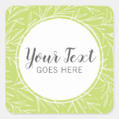 植物性モダン葉の枝の緑のミニマリスト スクエアシール (正面)