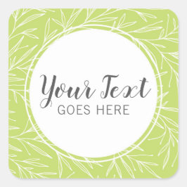 植物性モダン葉の枝の緑のミニマリスト スクエアシール