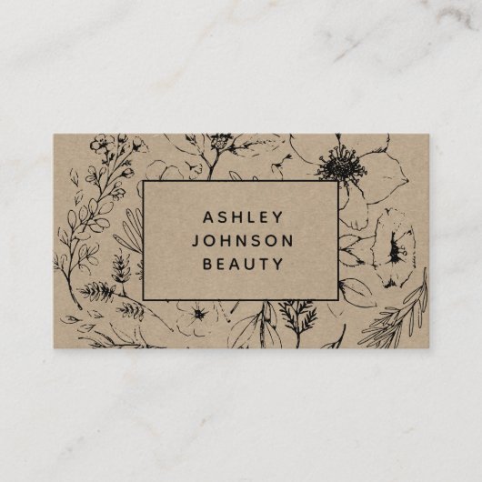 植物性モダン赤面と黒色水平母線 名刺 (正面)