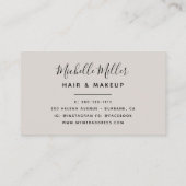 植物性モダン赤面スクリプトのヘアメイクアップ 名刺 (裏面)
