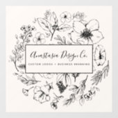 植物性モダン赤面ピンクと黒のスクリプト ウィンドウサイン (シート)