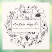 植物性モダン赤面ピンクと黒のスクリプト ウィンドウサイン (シート3)