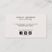 植物性モダン赤面ピンクと黒のスクリプト 名刺 (裏面)