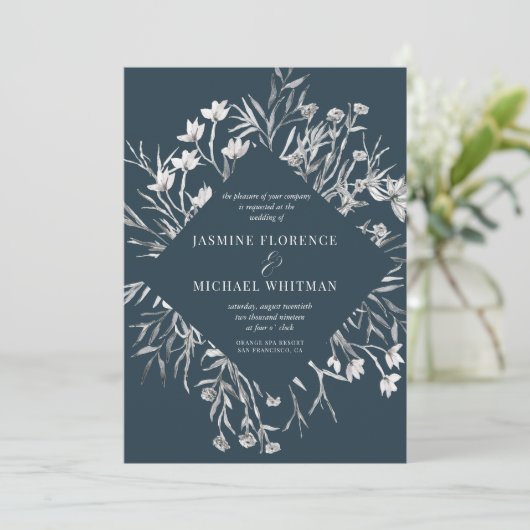 植物性モダン野生の花結婚式招待状 招待状 (スタンド正面)