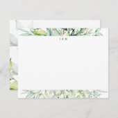 植物性モノグラムパーソナライズされた文房具 ノートカード (正面/裏面)