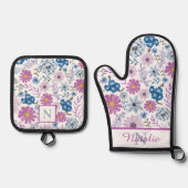 植物性モノグラムホームシェフキッチン保護 鍋つかみ&鍋敷きセット (正面)