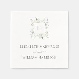 植物性モノグラム結婚ズ スタンダードカクテルナプキン