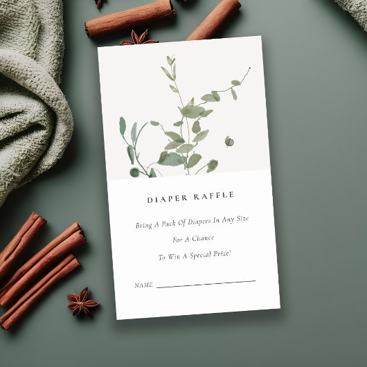 植物性ユーカリおむつラッフルベビーシャワー エンクロージャーカード