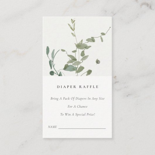 植物性ユーカリおむつラッフルベビーシャワー エンクロージャーカード (正面)