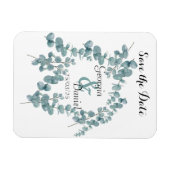 植物性ユーカリの結婚式の日付を保存 マグネット (横)