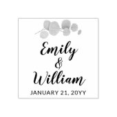 植物性ユーカリの葉の名前と結婚の日付 ラバースタンプ (インプリント)