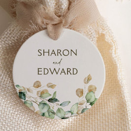 植物性ユーカリパーソナライズされたグ結婚リー フェイバータグ