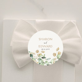 植物性ユーカリパーソナライズされたグ結婚リー ラウンドシール