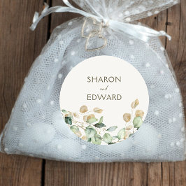 植物性ユーカリパーソナライズされたグ結婚リー ラウンドシール