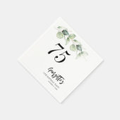 植物性ユーカリプスグリーンリー75th誕生日紙 スタンダードカクテルナプキン (角)