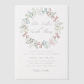 植物性ユーカリプタス離れグリーンリース結婚ズ ベラム紙招待状 (正面)