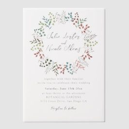 植物性ユーカリプタス離れグリーンリース結婚ズ ベラム紙招待状