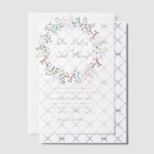 植物性ユーカリプタス離れグリーンリース結婚ズ ベラム紙招待状 (オフセット (招待状))