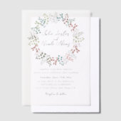 植物性ユーカリプタス離れグリーンリース結婚ズ ベラム紙招待状 (オフセット)