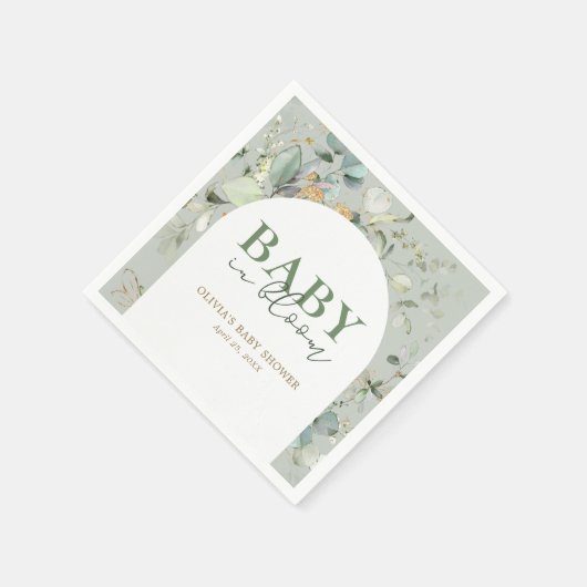 植物性ユーカリプトゥアーチベイビーシャワー スタンダードカクテルナプキン (角)
