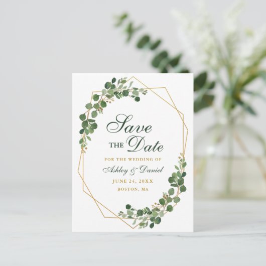 植物性ユーカリプトゥスグリーンザデイト金ゴールド 案内ポストカード (スタンド正面)