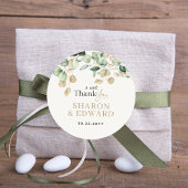 植物性ユーカリプトゥスグリーンリー&金ゴールド結婚ズ ラウンドシール