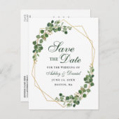 植物性ユーカリプトゥスグリーン金ゴールド保存日 案内ポストカード (正面/裏面)