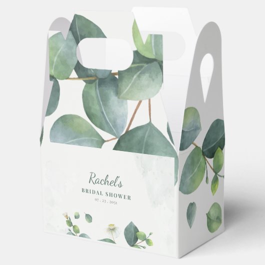 植物性ユーカリ多肉性グリーンブライダルシャワー フェイバーボックス (オープン)