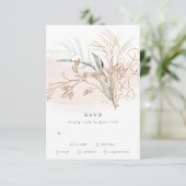 植物性ユーカリ抽象芸術モダン青苔 出欠カード (スタンド正面)