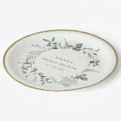 植物性ユーカリ水彩ブライダルシャワー ペーパープレート (アングル)