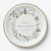 植物性ユーカリ水彩ブライダルシャワー ペーパープレート (正面)