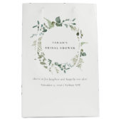 植物性ユーカリ水彩ブライダルシャワー ミディアムペーパーバッグ (正面)