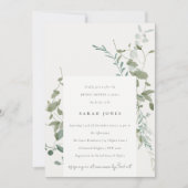 植物性ユーカリ水彩ブライダルシャワー 招待状 (正面)