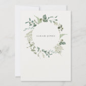 植物性ユーカリ水彩ブライダルシャワー 招待状 (裏面)