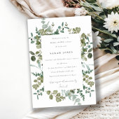 植物性ユーカリ水彩ブライダルシャワー 招待状