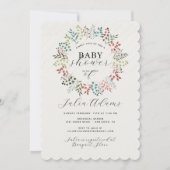 植物性ユーカリ秋リーフリースベビーシャワー 招待状 (正面)