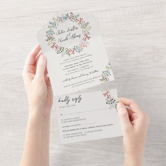 植物性ユーカリ秋リーフリース結婚ズ オールインワン招待状 (貼ってはがせる)