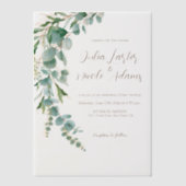 植物性ユーカリ秋リーフリース結婚ズ ベラム紙招待状 (正面)