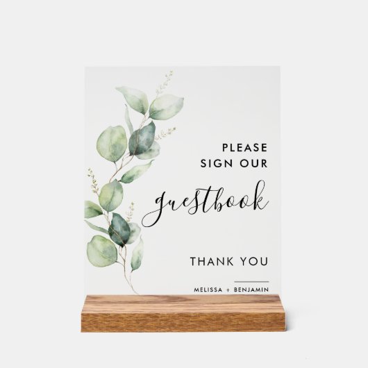 植物性ユーカリ結婚プタス アクリルサイン (正面)