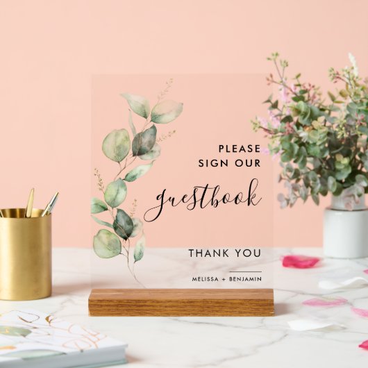 植物性ユーカリ結婚プタス アクリルサイン (ウェディング)