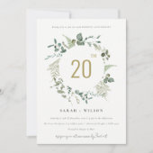 植物性ユーカリ結婚リース記念日 招待状 (正面)