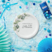 植物性ユーカリ緑のカップル赤ちゃんシャワー ペーパープレート (パーティー)