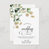 植物性ユーカリ緑のリハーサルディナー 招待状 (正面/裏面)