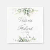 植物性ユーカリ緑の水色エレガント スタンダードカクテルナプキン (正面)