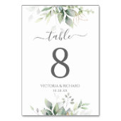 植物性ユーカリ緑の水色エレガント テーブルナンバー (正面)