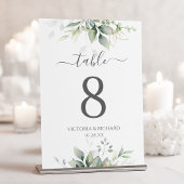 植物性ユーカリ緑の水色エレガント テーブルナンバー