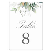 植物性ユーカリ緑の水色エレガント テーブルナンバー (正面)