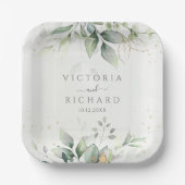 植物性ユーカリ緑の水色エレガント ペーパープレート (正面)