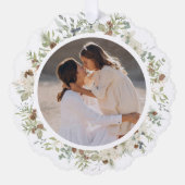 植物性ユーカリ緑カスタムのクリスマス オーナメントカード (正面)