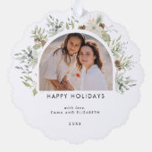 植物性ユーカリ緑カスタムのクリスマス オーナメントカード (裏面)